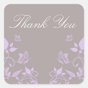 Stickers Merci floral papillon Lilac