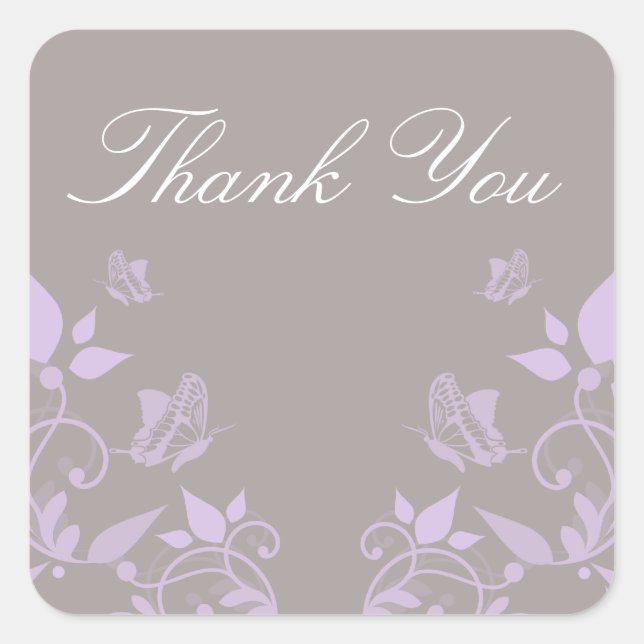 Stickers Merci floral papillon Lilac (Devant)