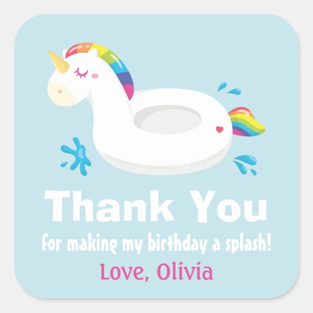 Stickers Merci flottant de piscine Unicorn mignonn (Devant)