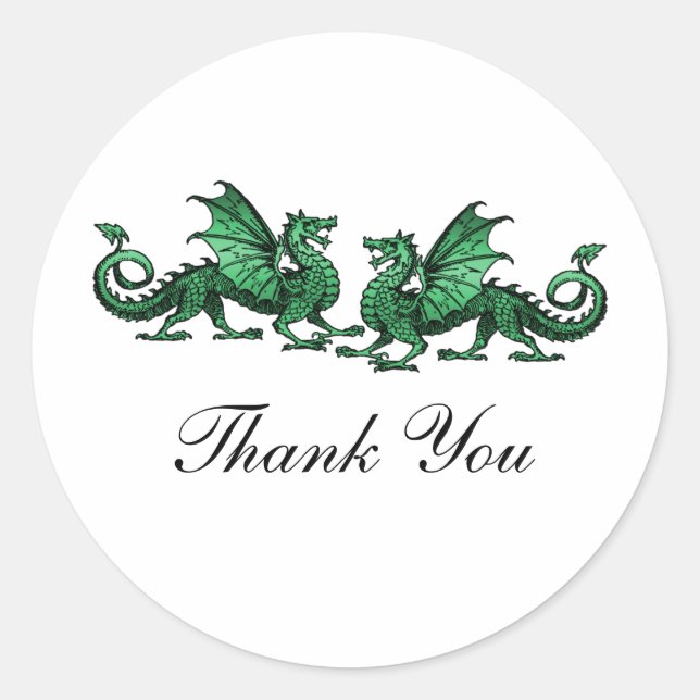 Stickers Merci Green Elegant Dragons (Devant)