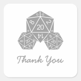 Stickers Merci gris D20 dés