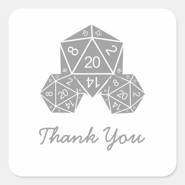 Stickers Merci gris D20 dés (Devant)