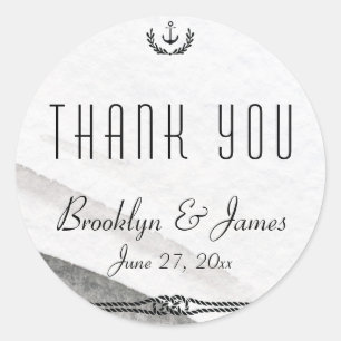 Stickers Merci gris rond Nautique Mariage