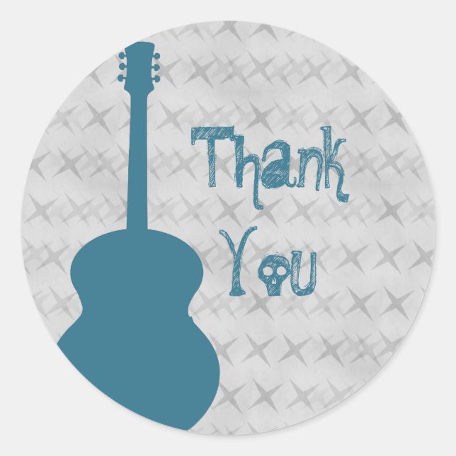 Stickers Merci Grunge Guitare Bleue (Devant)