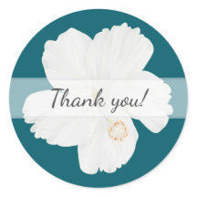 Stickers Merci Hibiscus blanc