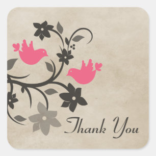 Stickers Merci Lovebirds rose Floral
