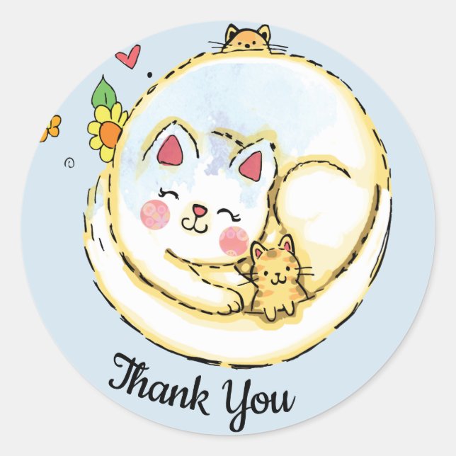 Stickers Merci Mama Cat et Kittens (Devant)