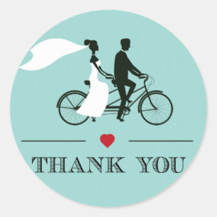 Stickers Merci Mariage à vélo Aqua Tandem