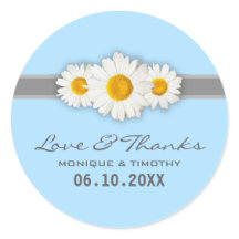 Stickers Merci Mariage bleu marron blanc