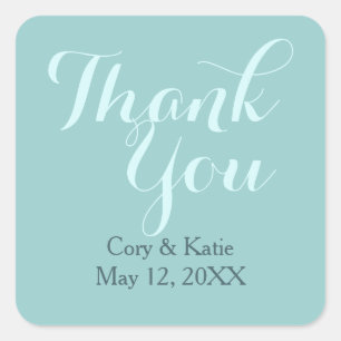 Stickers Merci Mariage bleu turquoise