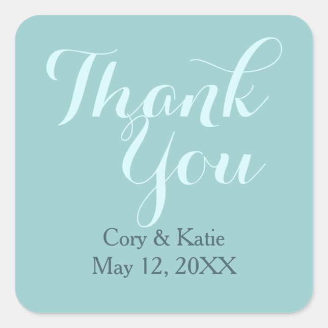 Stickers Merci Mariage bleu turquoise (Devant)