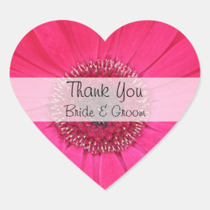 Stickers Merci Mariage coeur — Gerbera rose