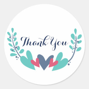 Stickers Merci Mariage Coeurs et vignes
