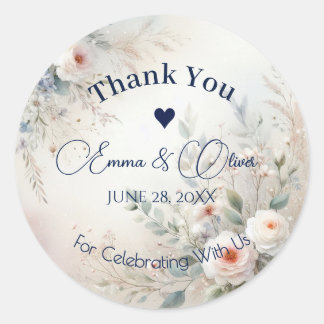 Stickers Merci Mariage Floral élégant
