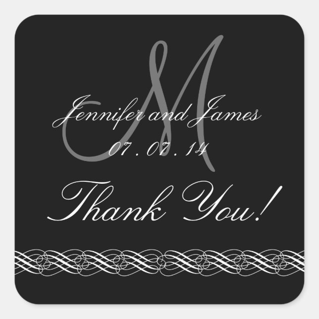 Stickers Merci Mariage Monogrammes (Devant)