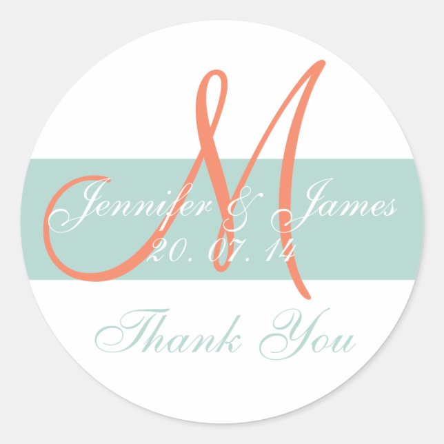 Stickers Merci Mariage vert orange (Devant)