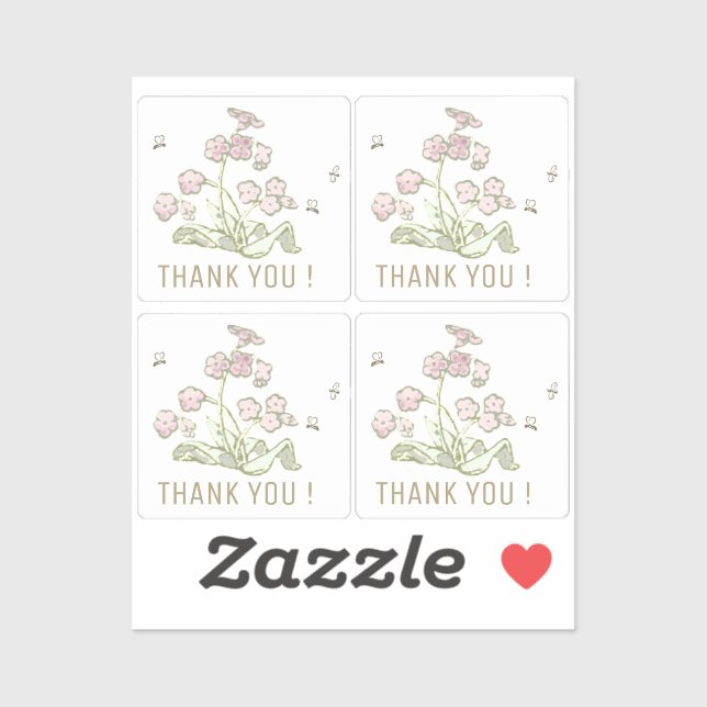 Stickers Merci minuscule Fleur sauvage Petites abe (Feuille)