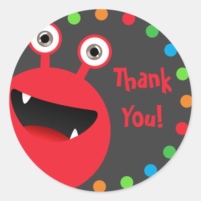 Stickers Merci Monster Rouge (Devant)