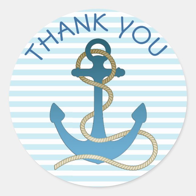 Stickers Merci Nautique Ancre Bleu Blanc (Devant)