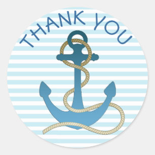 Stickers Merci Nautique Ancre Bleu Blanc