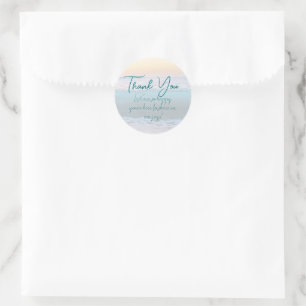 Stickers Merci Ocean Sunrise Round