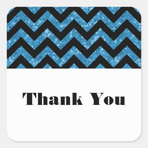 Stickers Merci Parties scintillant bleu Chevron