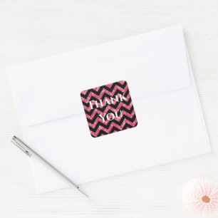 Stickers Merci Parties scintillant rose Chevron
