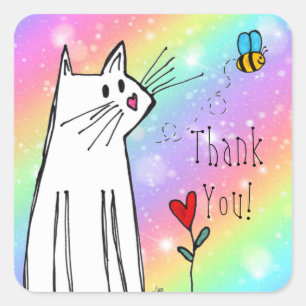 Stickers Merci Pastel Rainbow Cat