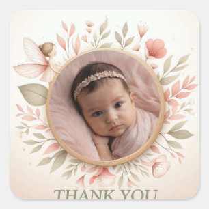 Stickers "Merci" personnalisables avec cadre de fé