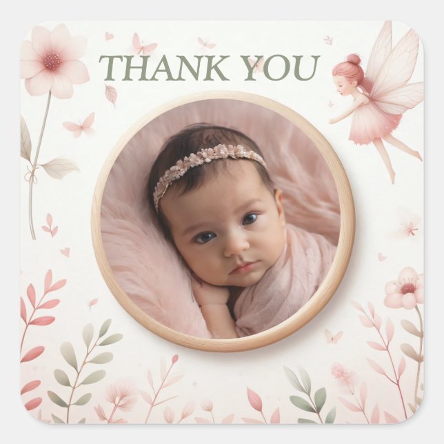Stickers "Merci" personnalisables avec cadre de fé (Devant)