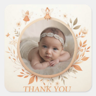 Stickers "Merci" personnalisables avec cadre de fé