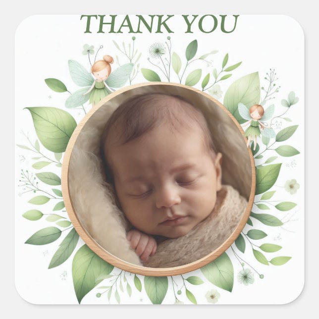 Stickers "Merci" personnalisables avec cadre de fé (Devant)