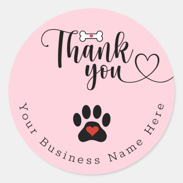 Stickers Merci personnalisé Dog Paw (Devant)