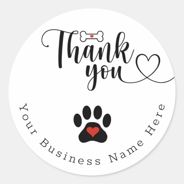 Stickers Merci personnalisé Dog Paw (Devant)