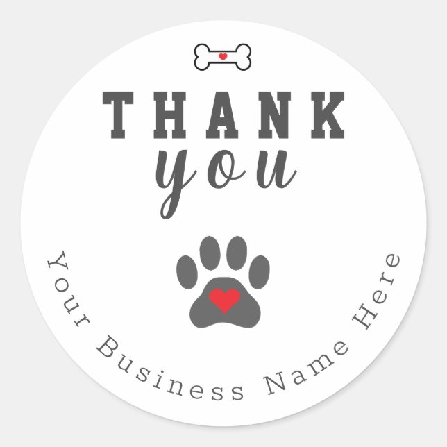Stickers Merci personnalisé Dog Paw (Devant)