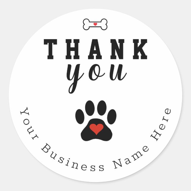 Stickers Merci personnalisé Dog Paw (Devant)
