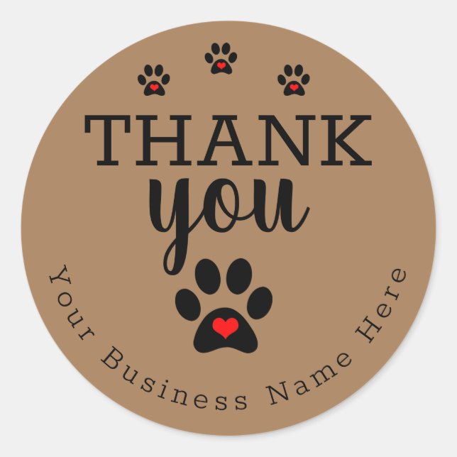 Stickers Merci personnalisé Dog Paw (Devant)