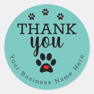 Stickers Merci personnalisé Dog Paw, Turquoise