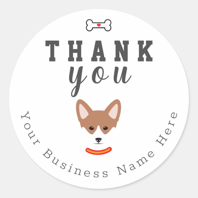 Stickers Merci Personnalisé Face Chien (Devant)