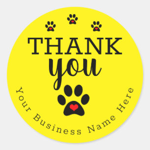 Stickers Merci Personnalisé Paw Dog Paw, Jaune Lum