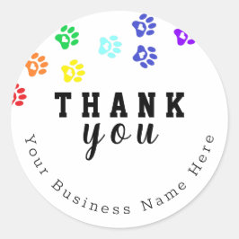Stickers Merci personnalisé Rainbow Dog Paw