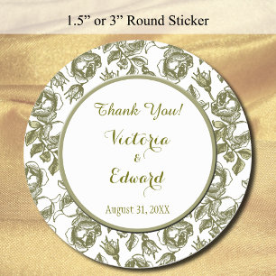 Stickers Merci personnalisé Rose blanc et or