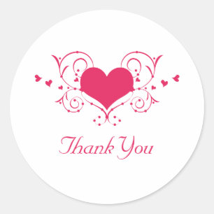 Stickers Merci plein coeur, rose foncé