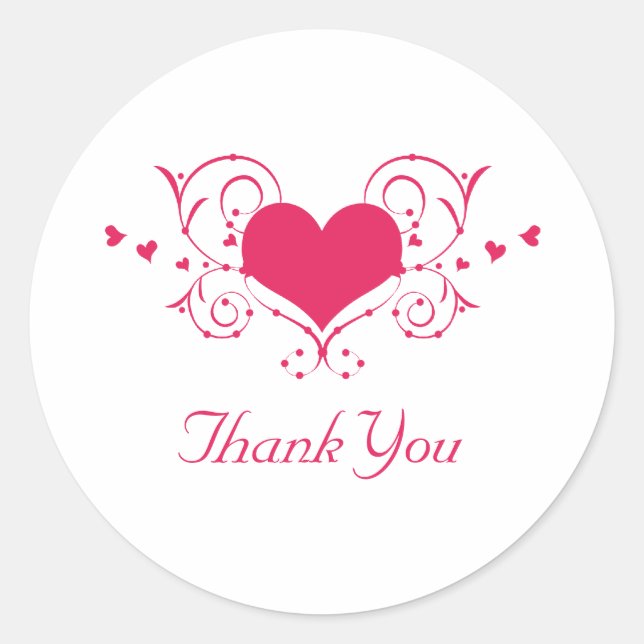 Stickers Merci plein coeur, rose foncé (Devant)