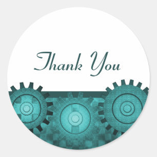 Stickers Merci pour engrenages Steampunk, Turquois
