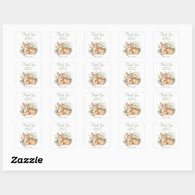 Stickers merci pour le baby shower. (Feuille)