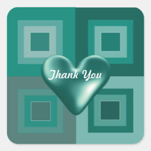 Stickers Merci Puffy Coeur turquoise