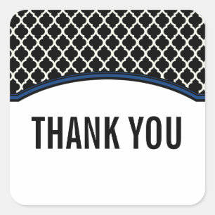 Stickers Merci Quatrefoil Bleu Élégant