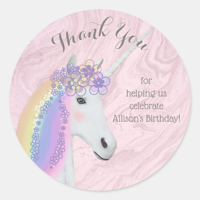 Stickers Merci Rainbow Unicorn (Devant)