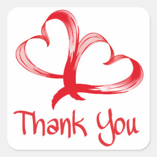 Stickers Merci Red Hearts Love